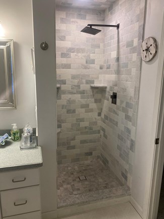 South Dennis Cape Cod vacation rental - Newly renovated shower with Biltmore tumbled marble