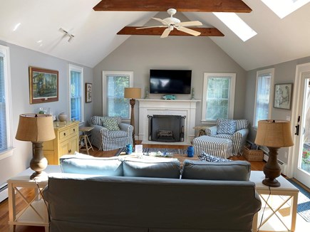 East Orleans Cape Cod vacation rental - Living Room w Door to Lower Deck. Great Place for Movie Night.