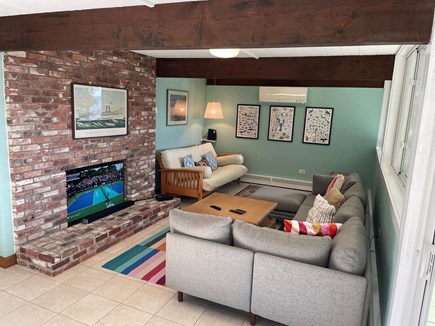 Pocasset, Monument Beach Cape Cod vacation rental - Downstairs Family Room with television and comfortable seating.