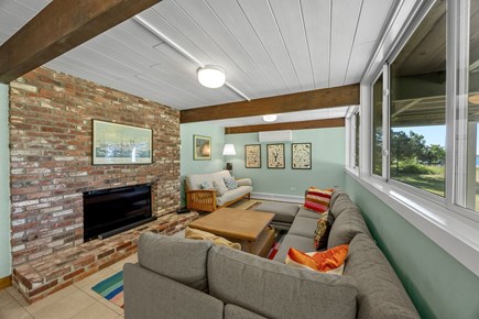 Pocasset, Monument Beach Cape Cod vacation rental - Spacious downstairs family room with new smart TV and nice views.