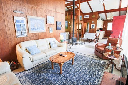 Truro Cape Cod vacation rental - Living Room into the Dining area and Kitchen