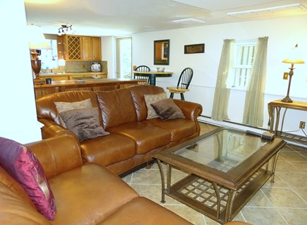 East Sandwich Beach Cape Cod vacation rental - Lower level living room with large TV, full kitchen