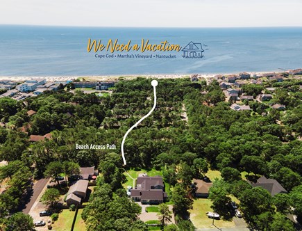 South Yarmouth Cape Cod vacation rental - Aerial view of house and proximity to beach. Walk a private path.