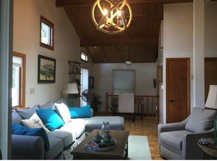 E Falmouth Cape Cod vacation rental - Upstairs living room with cathedral ceiling