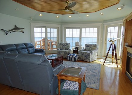 Sagamore Beach Cape Cod vacation rental - Top floor living room with water views, top deck