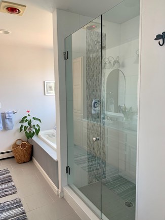 Brewster Cape Cod vacation rental - 2nd floor master bath glass shower enclosure.