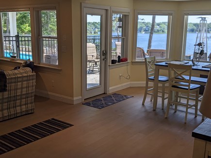 New Seabury area Cape Cod vacation rental - Lower level hang out area Windows overlooking Bay and pool