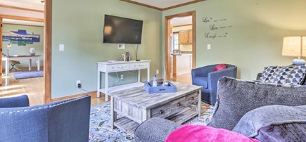 Onset MA vacation rental - Open sun filled Living Room with flat screen smart TV