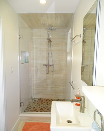 Wellfleet Cape Cod vacation rental - Master en suite bathroom with custom tile rain shower.