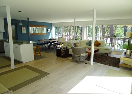 Wellfleet Cape Cod vacation rental - Open living area has natural light and sliders to front deck