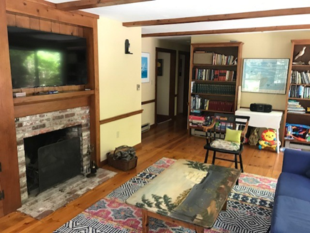 Wellfleet Cape Cod vacation rental - Living room with fireplace
