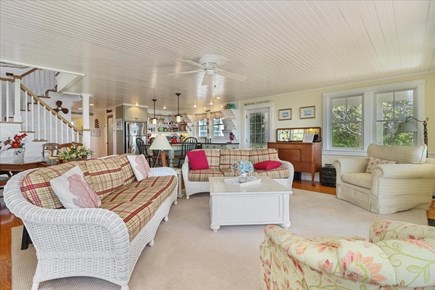 Hyannis Cape Cod vacation rental - Living area looking into kitchen/dining areas