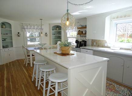 Bass River, South Yarmouth .7  Cape Cod vacation rental - Kitchen island and dining area beyond