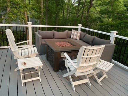 Popponesset Cape Cod vacation rental - Deck seating around the Gas Fire Pit.