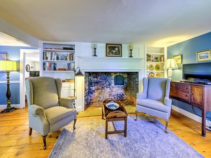 Barnstable Village Cape Cod vacation rental - Beehive oven fireplace in parlor /TV