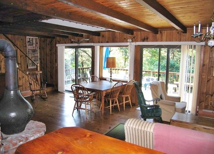 Truro Cape Cod vacation rental - The living room/dining room. looking out to the deck