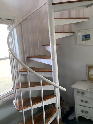 Wellfleet Oceanfront Home Cape Cod vacation rental - Sleek spiral stair up to Master Suite & Upper Deck