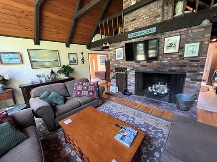 Brewster Cape Cod vacation rental - Large vaulted ceiling living room great gathering center of house