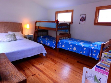 Wellfleet Cape Cod vacation rental - Guest/Kids bedroom. 3 single bunk beds, 1 queen. Desk.