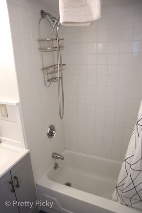South Orleans Cape Cod vacation rental - Lower level bathroom with a tub.