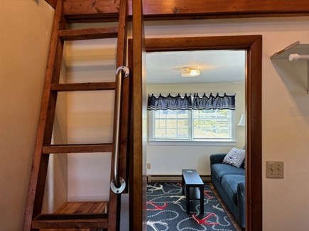 Wellfleet Cape Cod vacation rental - Ladder to loft and view out to living room from bedroom