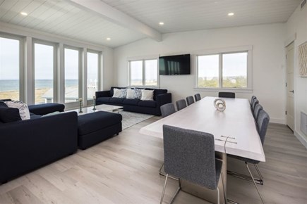 Truro Cape Cod vacation rental - Large dining table, spacious seating and flat screen TV
