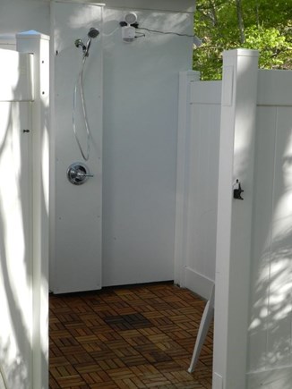 North Eastham Cape Cod vacation rental - 6X6 outdoor shower with teak tile floor.