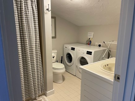 Chatham; Chatham Oceanfront Co Cape Cod vacation rental - Second Floor Bathroom Shower, Washer & Dryer