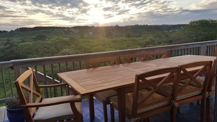 Truro Cape Cod vacation rental - Large back deck with stunning sunrises over dunes of High Head.