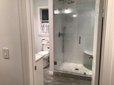 Harwich Cape Cod vacation rental - Upstairs glass enclosed  shower with rainwater shower head