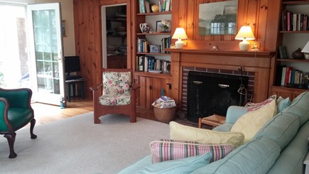 Harwich Cape Cod vacation rental - Living room opens to side patio with breeze from the golf course