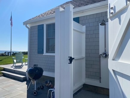 Dennis Port Cape Cod vacation rental - Outdoor shower and charcoal grill