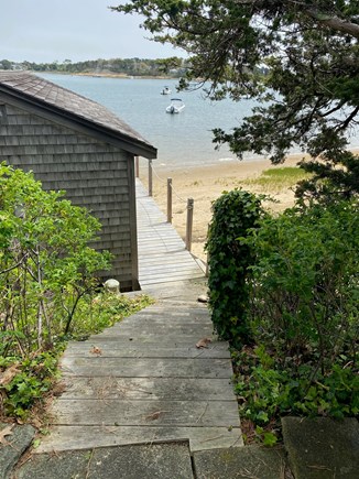 North Chatham Cape Cod vacation rental - Looking down to Beach from Patio (boathouse not included)