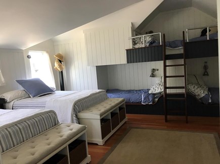 Eastham Cape Cod vacation rental - One of the bedrooms in a bunk room with 3 twins and 2 full beds