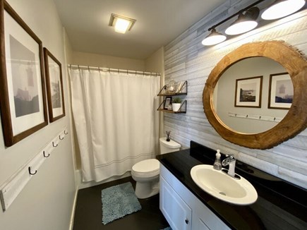 Ocean Edge Resort Cape Cod vacation rental - Primary bath w/ tub, linen closet, lots of countertop space