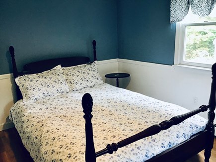 Harwich Cape Cod vacation rental - Blue queen bed bedroom facing the garden