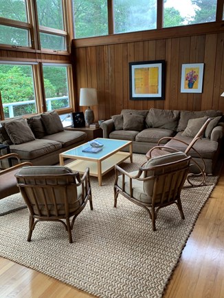 Truro Center, off Castle Road Cape Cod vacation rental - Central living area, dining on other side