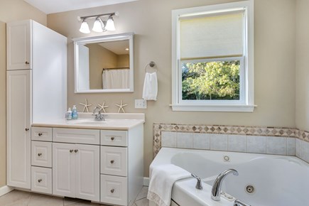 East Orleans Cape Cod vacation rental - Main bath with separate shower and whirlpool tub