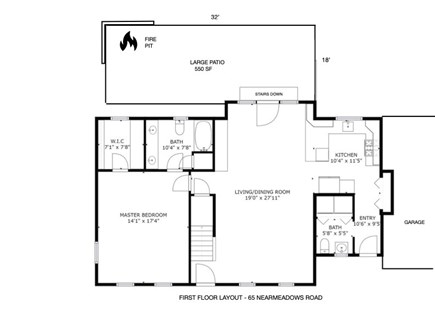 West Yarmouth (Seagull Beach) Cape Cod vacation rental - First floor layout.