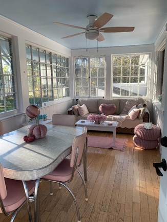 Dennis, Mayflower Beach  Cape Cod vacation rental - Sunroom w/ fan + central AC makes this room always comfortable.