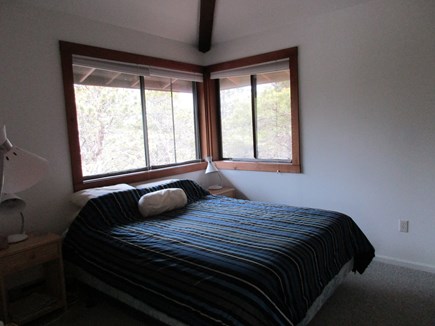 Wellfleet Cape Cod vacation rental - Upstairs master bedroom, queen bed, bathroom (bed has been moved)