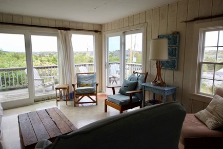 Truro Cape Cod vacation rental - Living Room out to Deck
