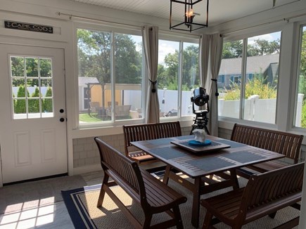 Sagamore Beach Cape Cod vacation rental - Screened in Dining Porch with Flat Screen Smart TV