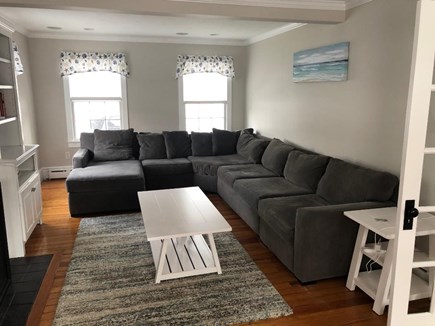 Dennis Port Cape Cod vacation rental - Living room; spacious couch with 2 recliners and tv and internet