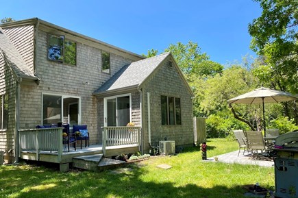 East Orleans Cape Cod vacation rental - Table with Umbrella for 6- Outdoor Shower- Back Patio