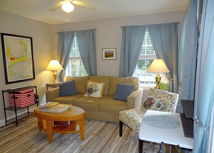 Dennis Cape Cod vacation rental - First floor den with sleeper sofa and TV 