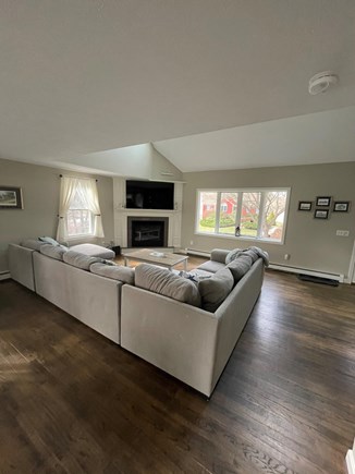 Falmouth Cape Cod vacation rental - Living Room with fireplace and sectional
