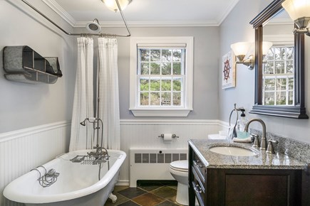 East Falmouth Cape Cod vacation rental - Downstairs shower/bath with beautiful claw foot tub.
