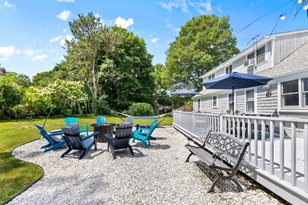 East Falmouth Cape Cod vacation rental - Enjoy the gas firepit and hammock! String lights above :-)