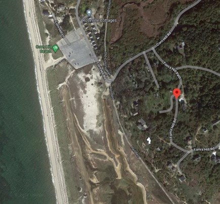 Truro Cape Cod vacation rental - Toms Hill Path - Corn Hill Beach - Satellite